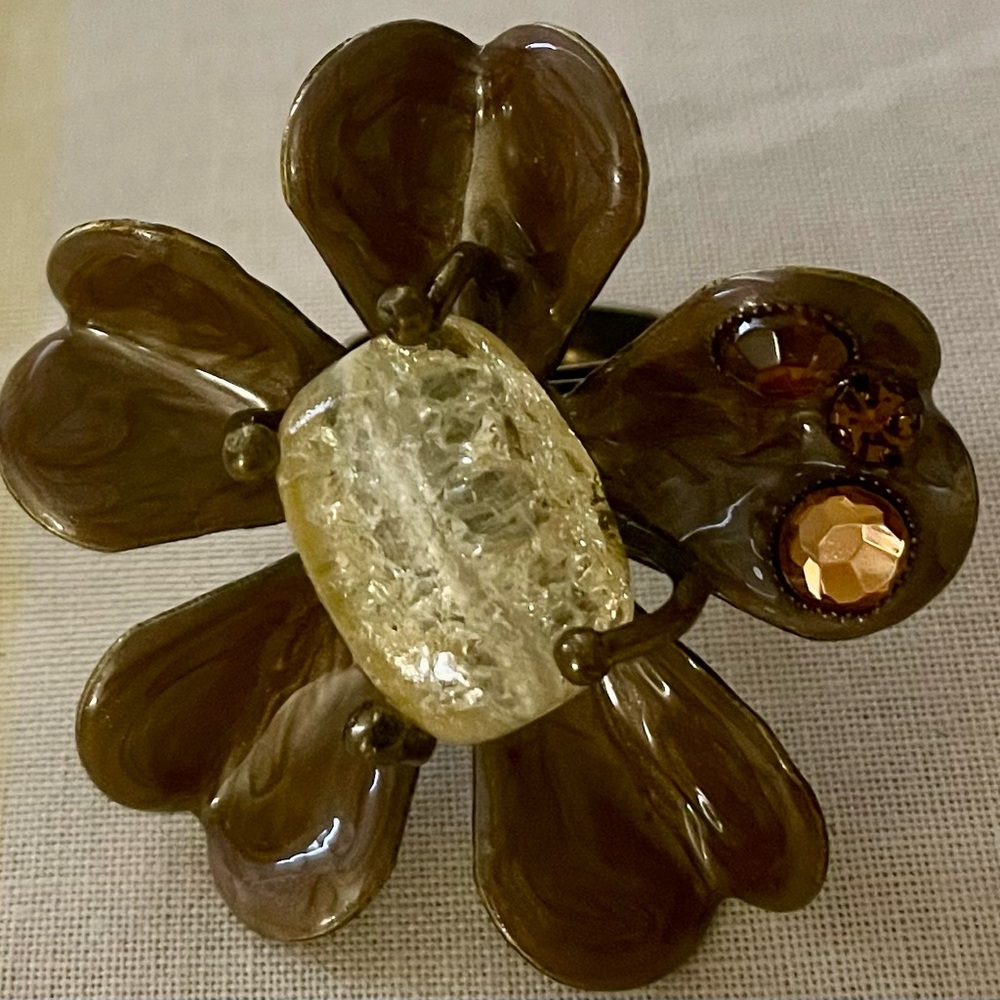 Brown Floral Statement Ring